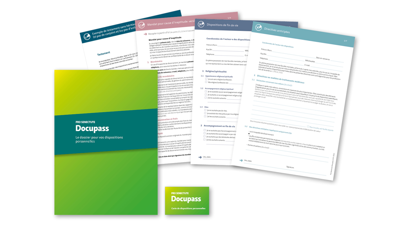 Dossier de dispositions personnelles Docupass de Pro Senectute