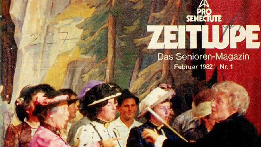 Altes Zeitlupe-Cover mit gemalten Seniorinnen und Senioren